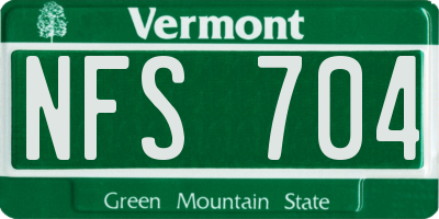 VT license plate NFS704
