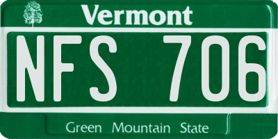 VT license plate NFS706