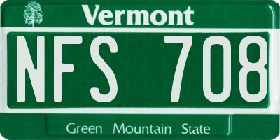 VT license plate NFS708