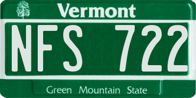 VT license plate NFS722