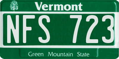 VT license plate NFS723