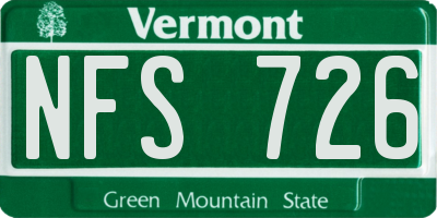 VT license plate NFS726