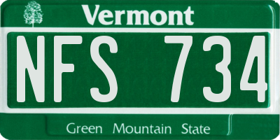 VT license plate NFS734