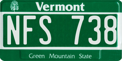 VT license plate NFS738