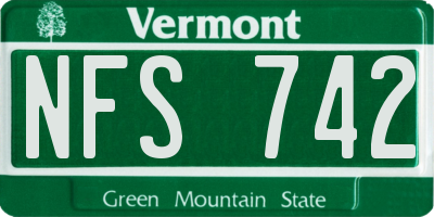 VT license plate NFS742