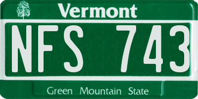 VT license plate NFS743