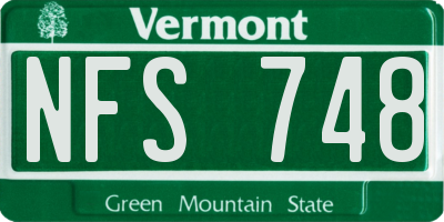 VT license plate NFS748