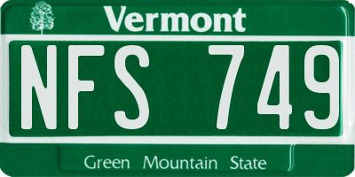 VT license plate NFS749