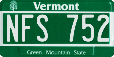VT license plate NFS752