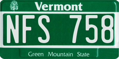 VT license plate NFS758