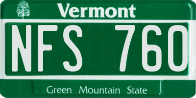 VT license plate NFS760