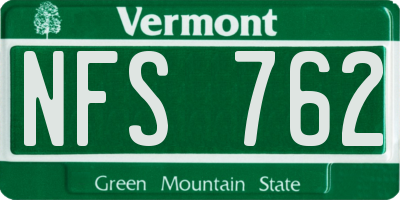 VT license plate NFS762
