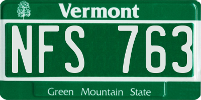VT license plate NFS763