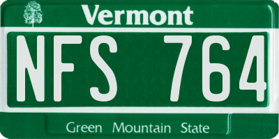 VT license plate NFS764