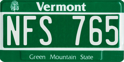 VT license plate NFS765