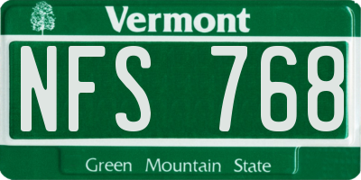 VT license plate NFS768