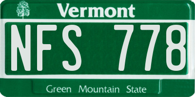 VT license plate NFS778