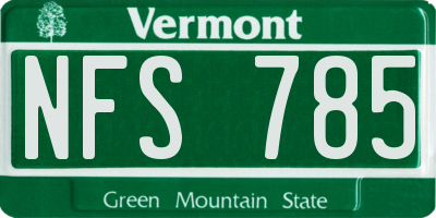 VT license plate NFS785