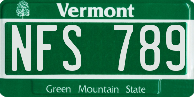 VT license plate NFS789