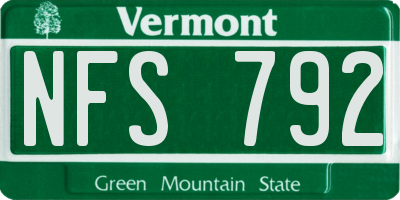 VT license plate NFS792