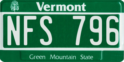 VT license plate NFS796