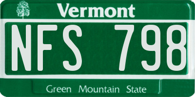 VT license plate NFS798