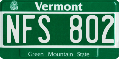 VT license plate NFS802