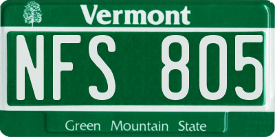 VT license plate NFS805