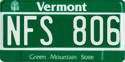 VT license plate NFS806