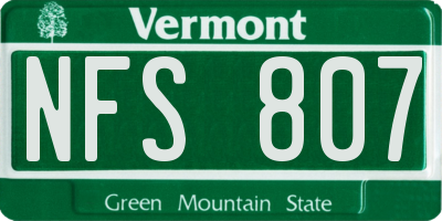VT license plate NFS807