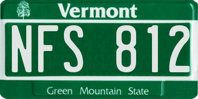 VT license plate NFS812
