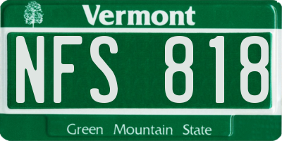 VT license plate NFS818