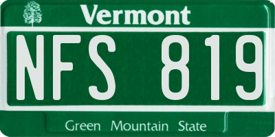 VT license plate NFS819