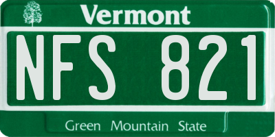 VT license plate NFS821