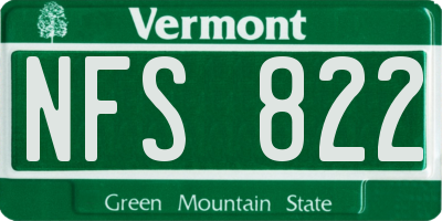 VT license plate NFS822