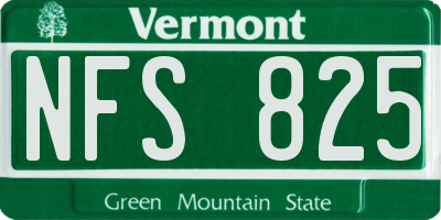 VT license plate NFS825