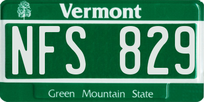 VT license plate NFS829