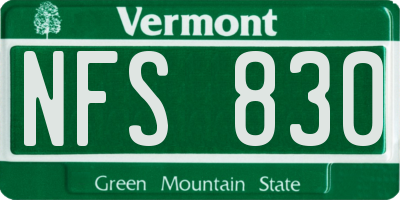 VT license plate NFS830