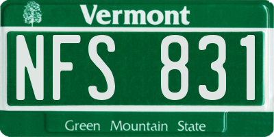 VT license plate NFS831