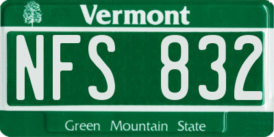 VT license plate NFS832