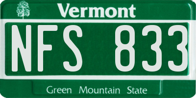 VT license plate NFS833