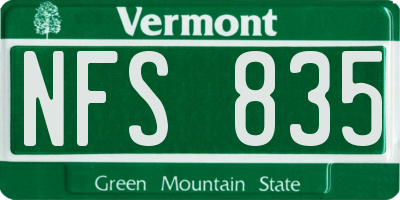 VT license plate NFS835