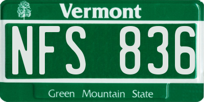 VT license plate NFS836