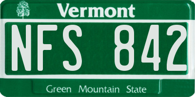 VT license plate NFS842