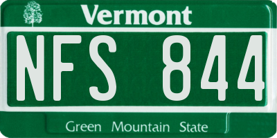 VT license plate NFS844