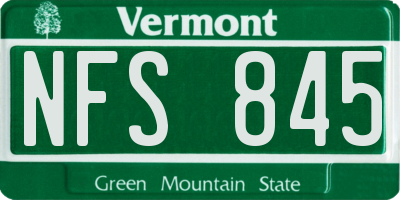 VT license plate NFS845