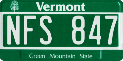 VT license plate NFS847