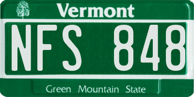 VT license plate NFS848