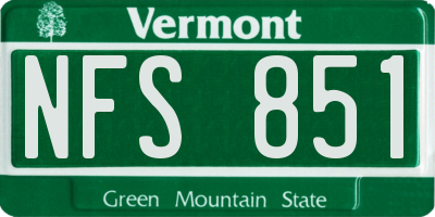 VT license plate NFS851