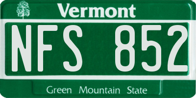 VT license plate NFS852
